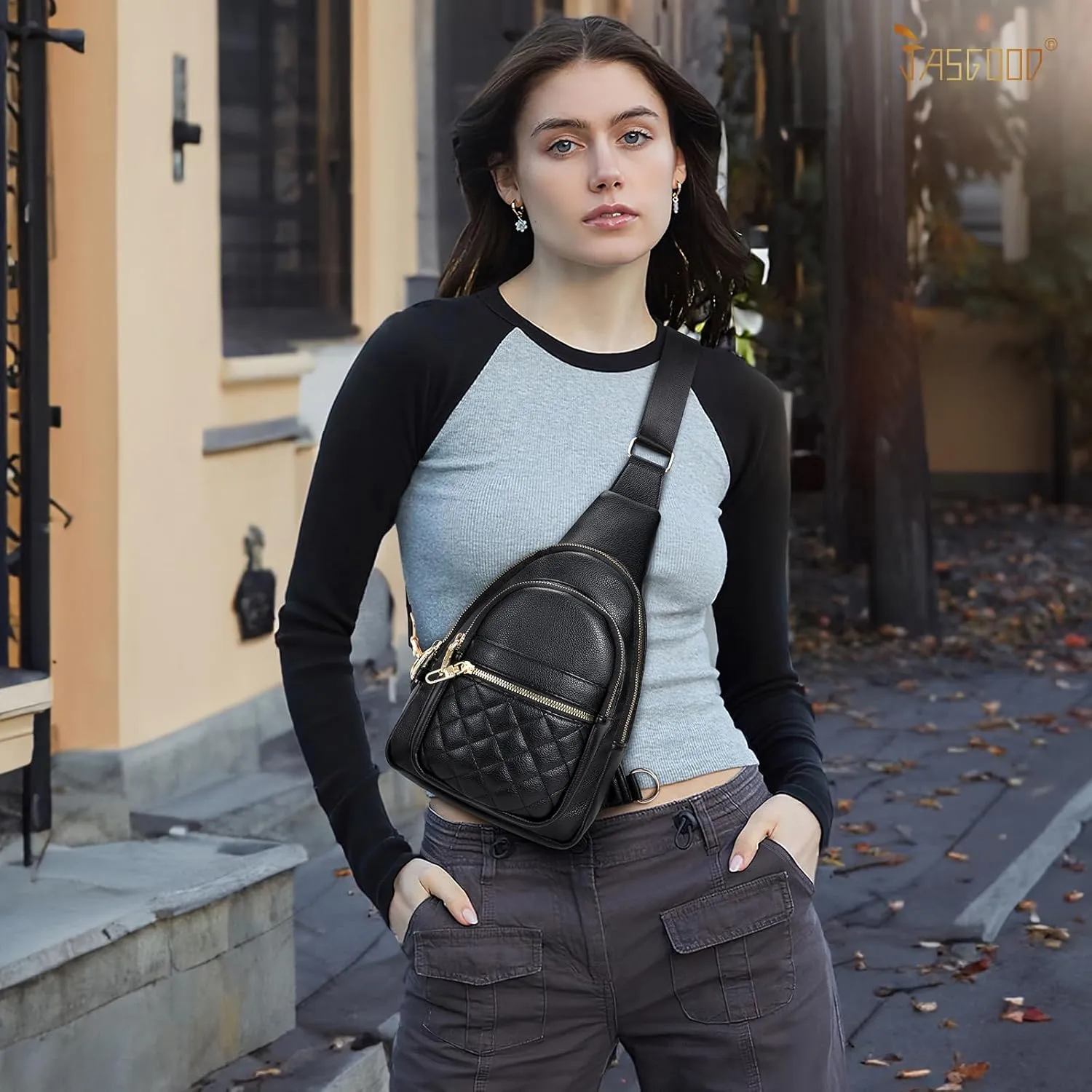 Sling Bag for Women Crossbody Leather Fanny Packs Chest Bag Fashion Sling Backpack Travel JASGOOD