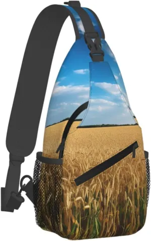 Sling Bag for Women Men Chest Bag Cereal Plant Field Crossbody Bag Small Sling Backpack Fanny Packs Hiking Daypack
