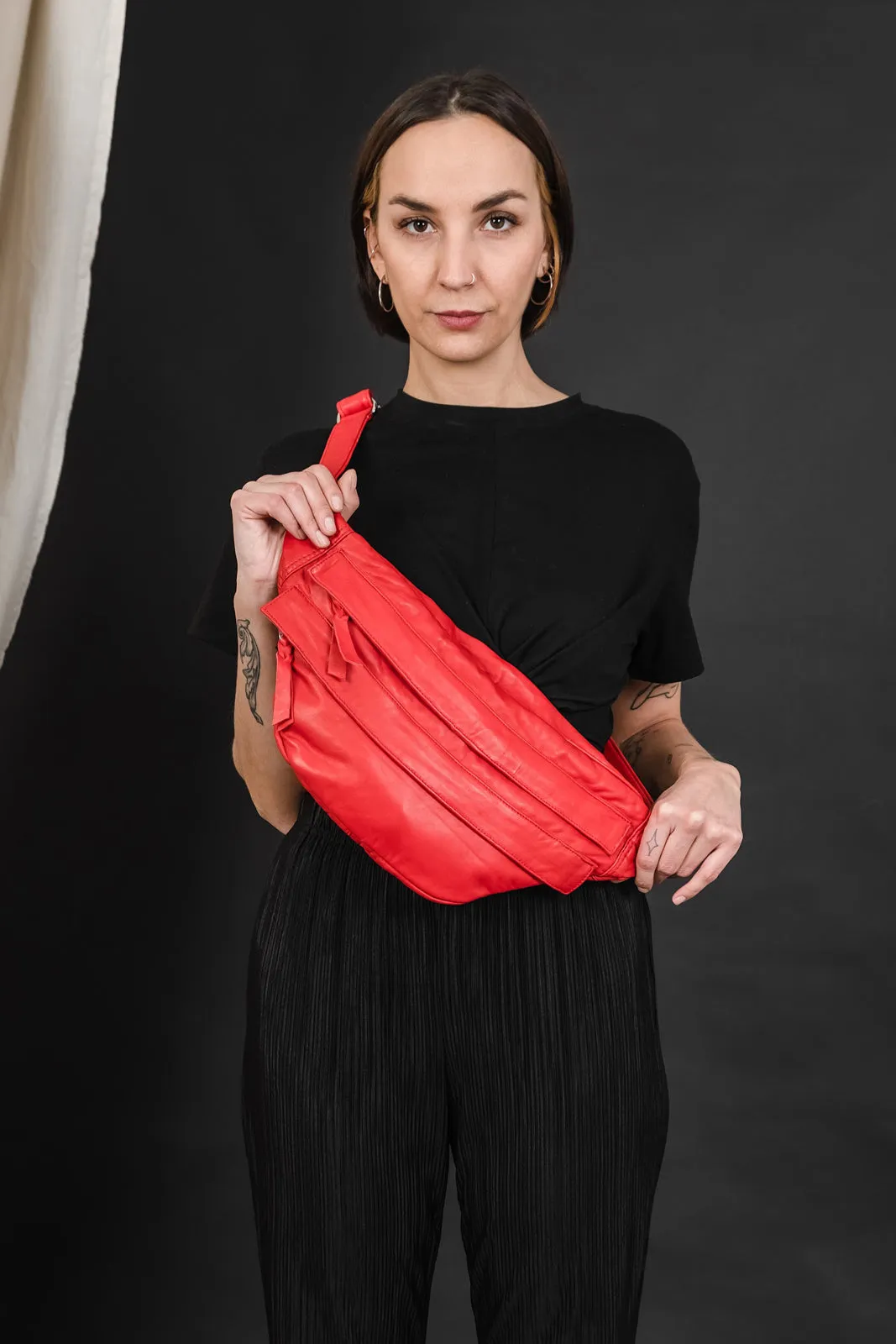 Slouchy Red Leather Bag