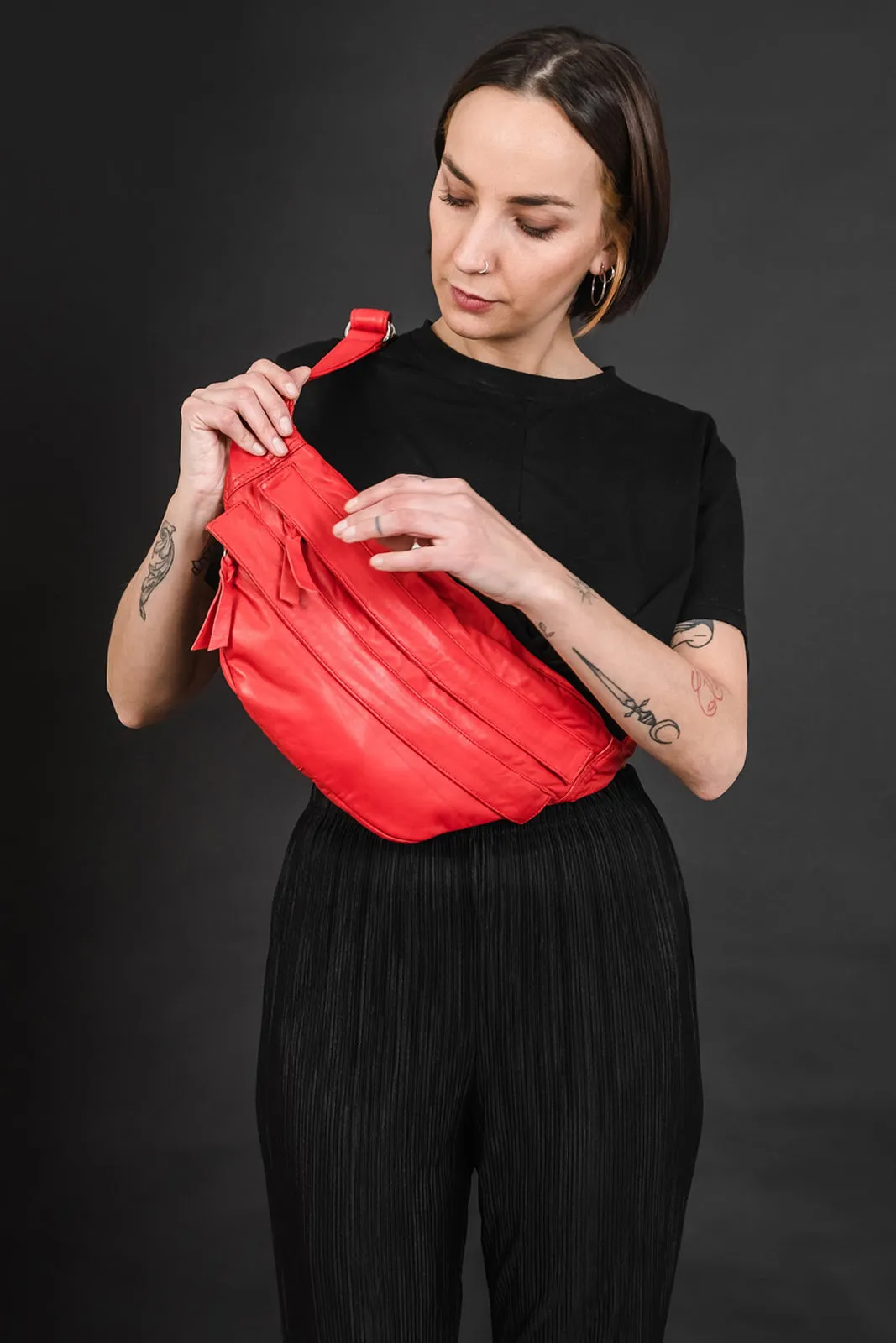 Slouchy Red Leather Bag