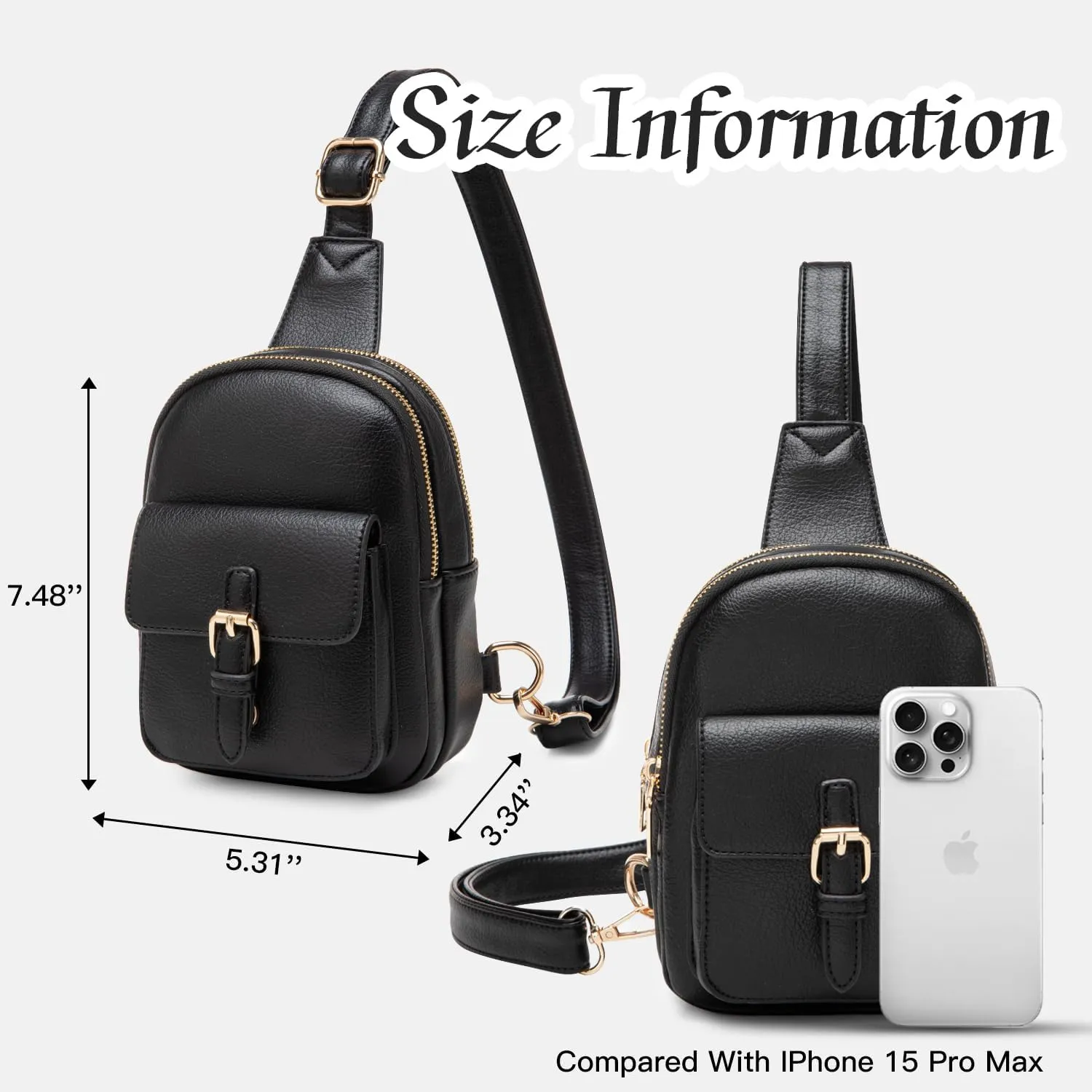 Small Sling Bag Fanny Pack for Girls Vegan Leather 3 Pockets Crossbody Purse for Women Gift for Teen Girls Stuff