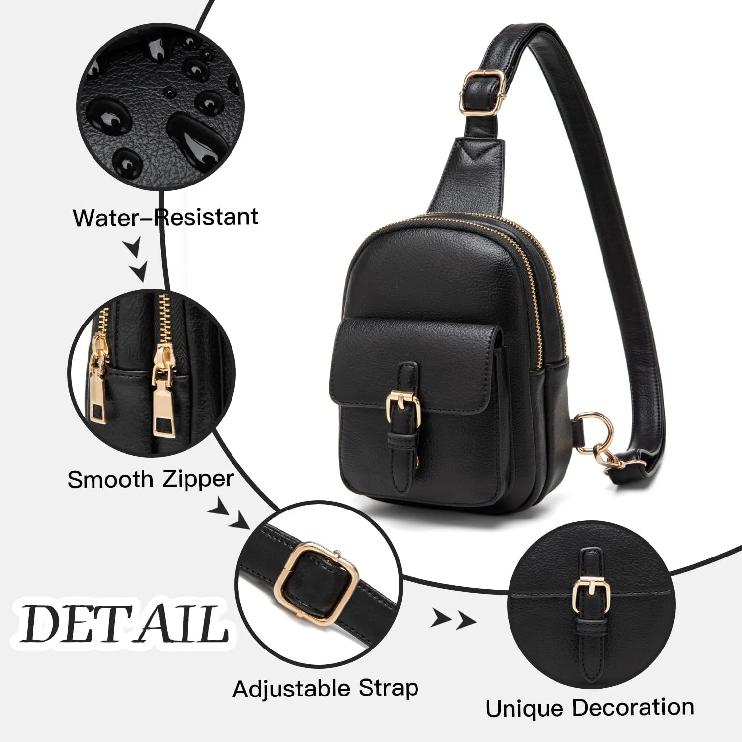 Small Sling Bag Fanny Pack for Girls Vegan Leather 3 Pockets Crossbody Purse for Women Gift for Teen Girls Stuff