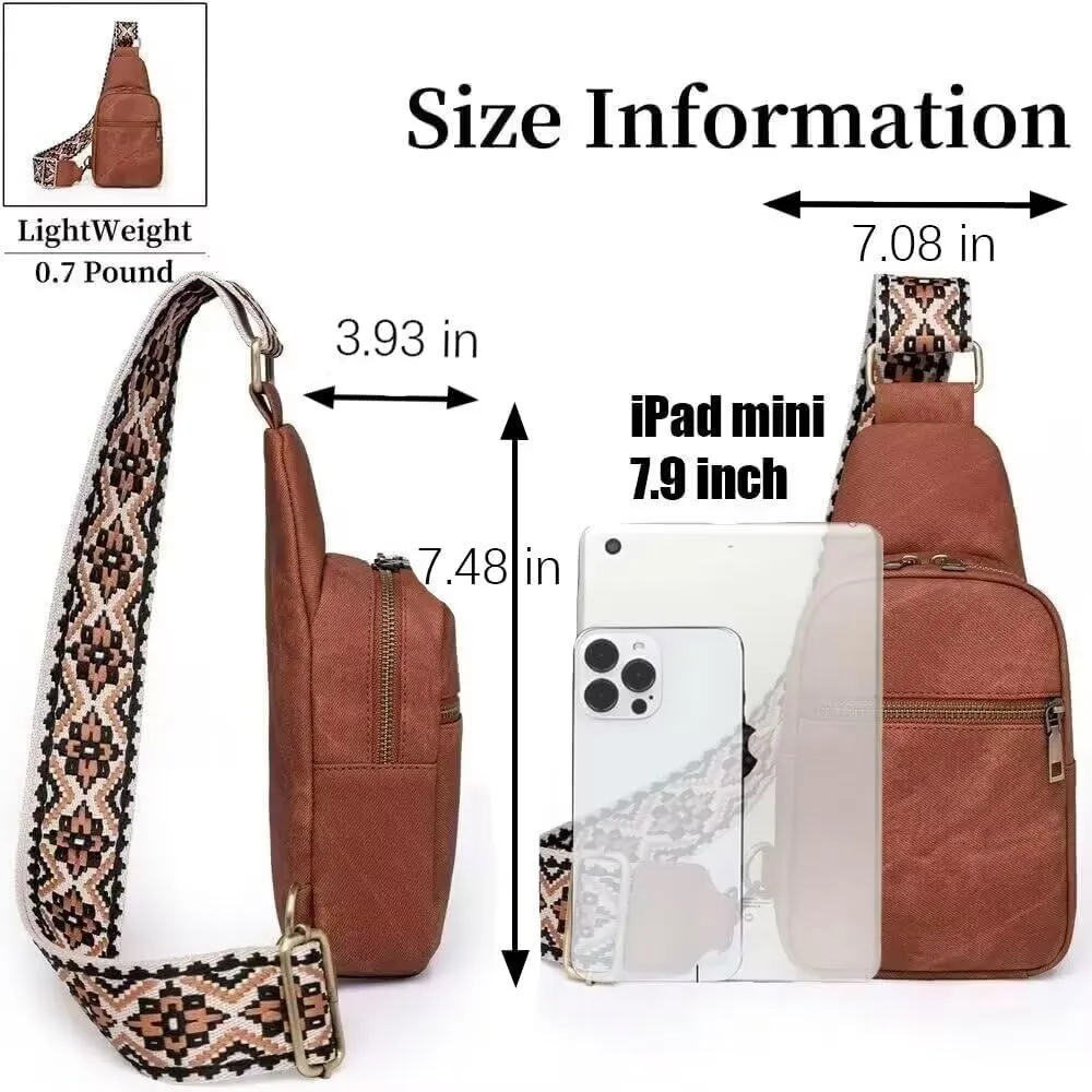 Small Sling Bag for Women Waterproof PU Leather Crossbody Shoulder Bag Trendy Purse Fanny Packs Chest Backpack