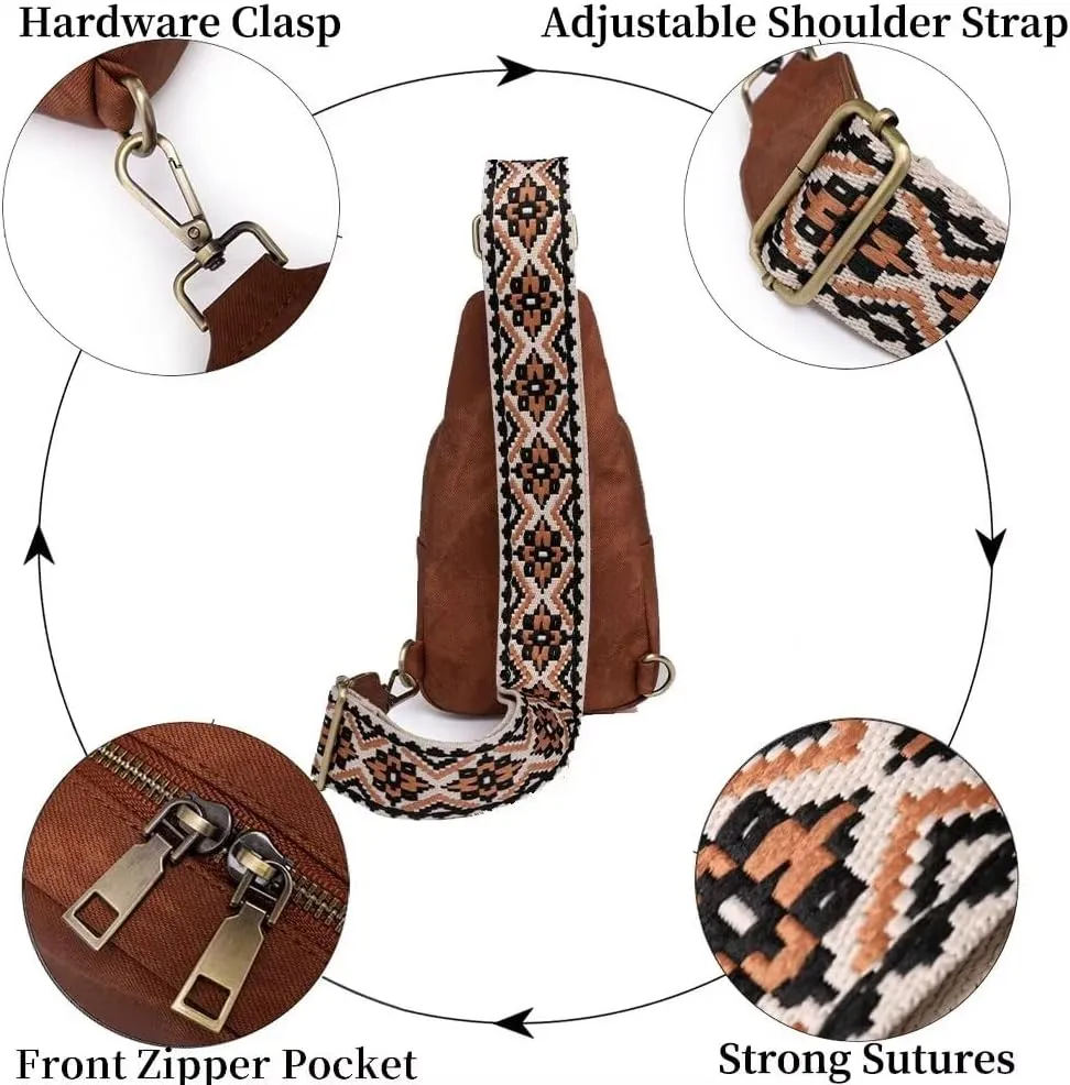 Small Sling Bag for Women Waterproof PU Leather Crossbody Shoulder Bag Trendy Purse Fanny Packs Chest Backpack