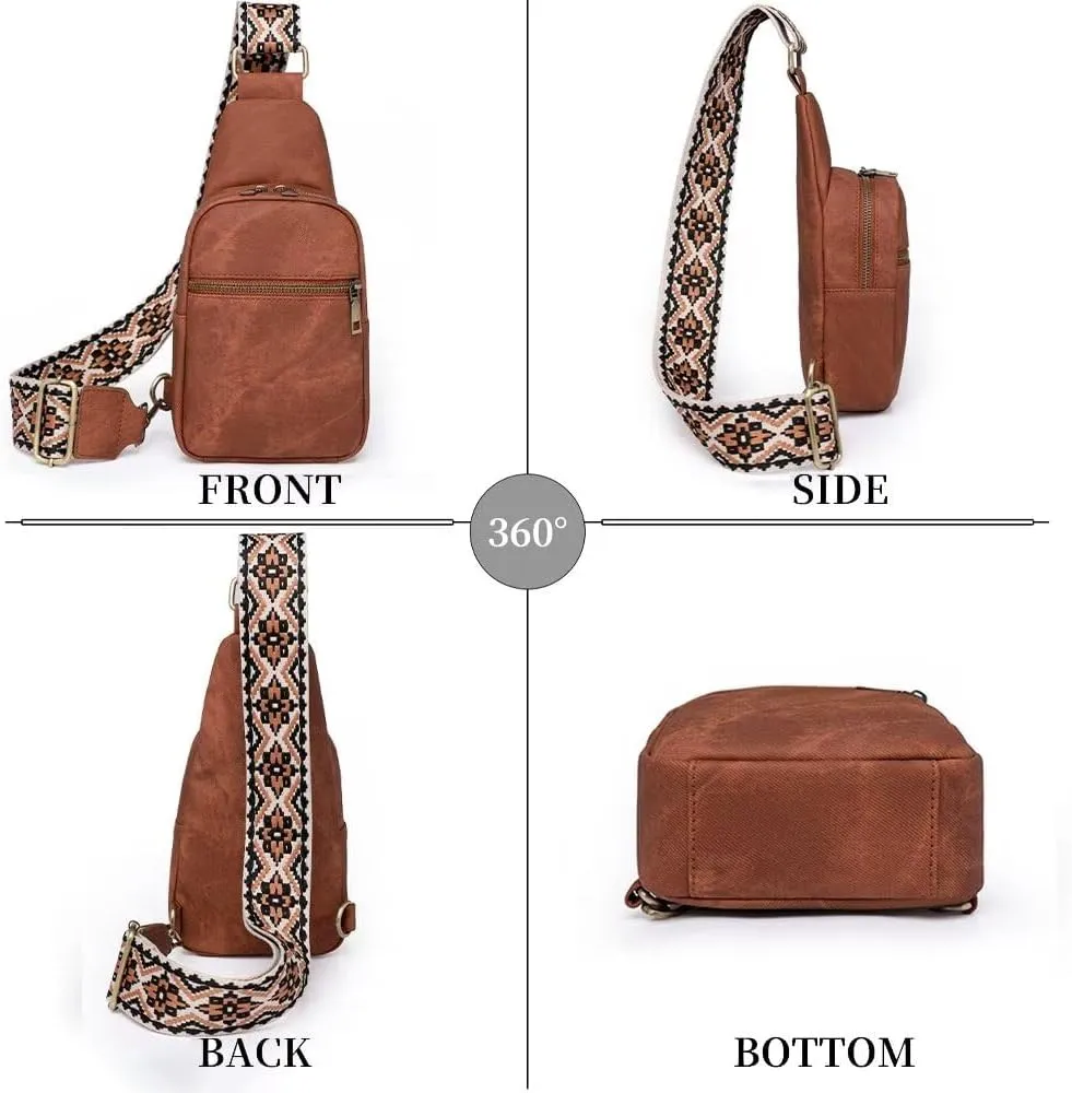 Small Sling Bag for Women Waterproof PU Leather Crossbody Shoulder Bag Trendy Purse Fanny Packs Chest Backpack