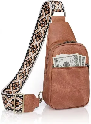 Small Sling Bag for Women Waterproof PU Leather Crossbody Shoulder Bag Trendy Purse Fanny Packs Chest Backpack
