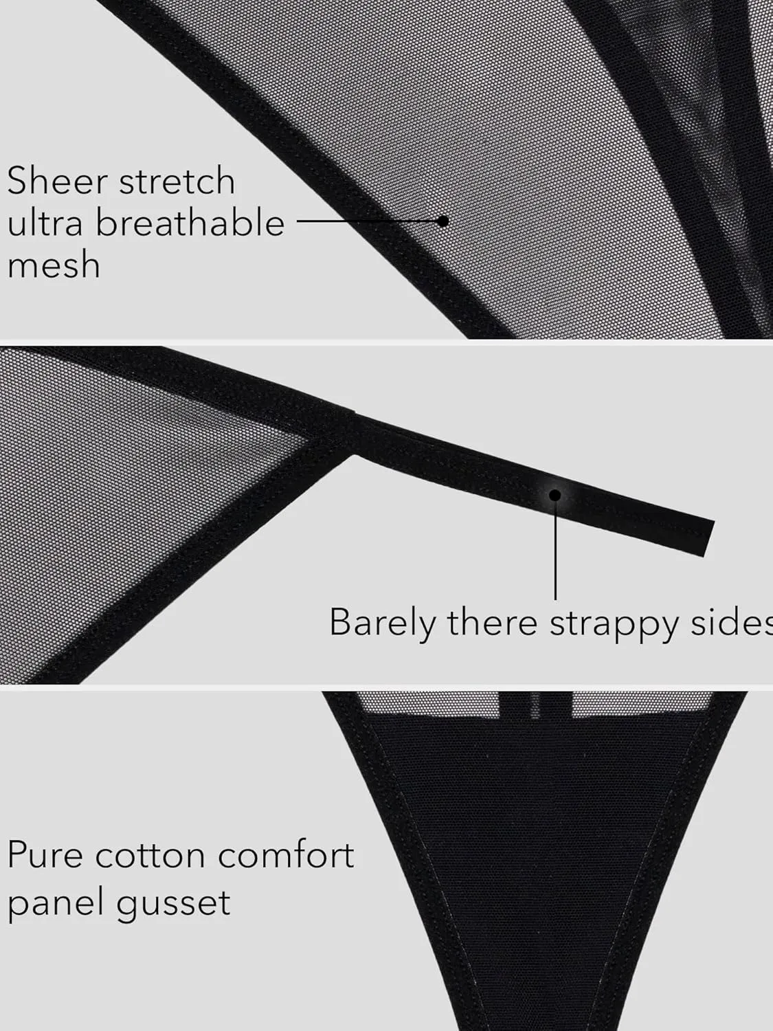 Smart & Sexy Women's Mesh & Lace Thong Panties, Available in Multi Packs