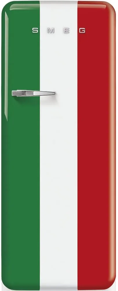 Smeg FAB28 50's Retro Style Top Freezer Refrigerator with 9.92 Cu Total Capacity, Multiflow Cooling System, Adjustable Glass Shelves 24-Inches, Italian Flag Right Hand Hinge, FAB28URDIT3 Made In Italy
