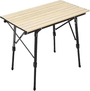 SOBOUR Outdoor Camping Table Picnic Folding Table Aluminum Alloy Camp Table Roll Up Table Top with Carry Bag for Camping Hiking