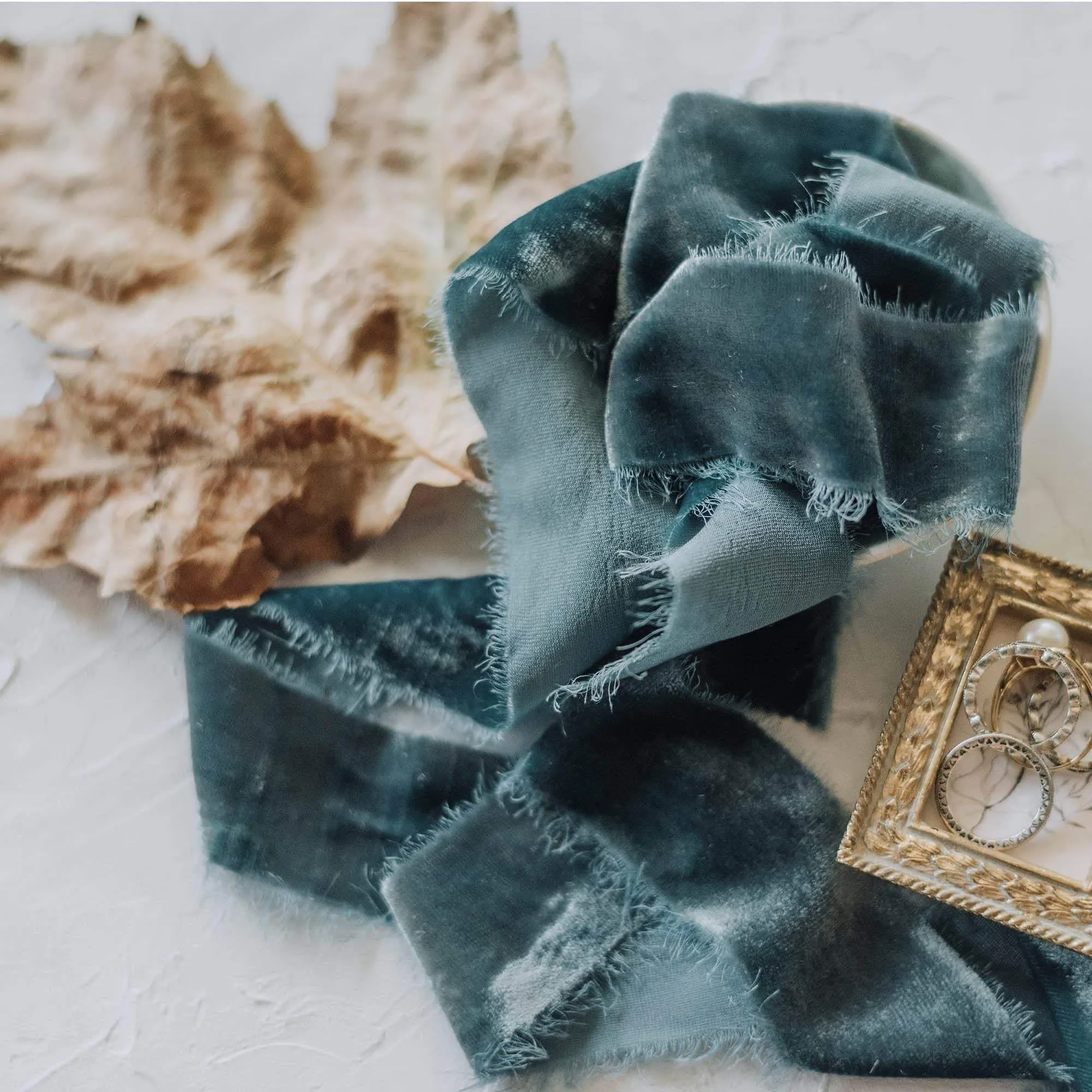 Soft Teal Velvet Ribbon