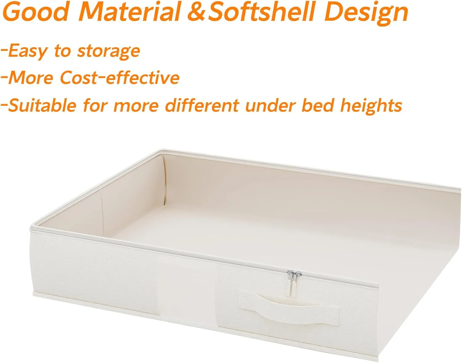 Soft Under Bed Storage Containers, Foldable Under Bed Storage Bags for Clothing, Blankets, Toys, Underbed Storage with Clear Window, Strong Zipper, 33" L * 17.5" W * 4.7" H, Beige, 3 Pack