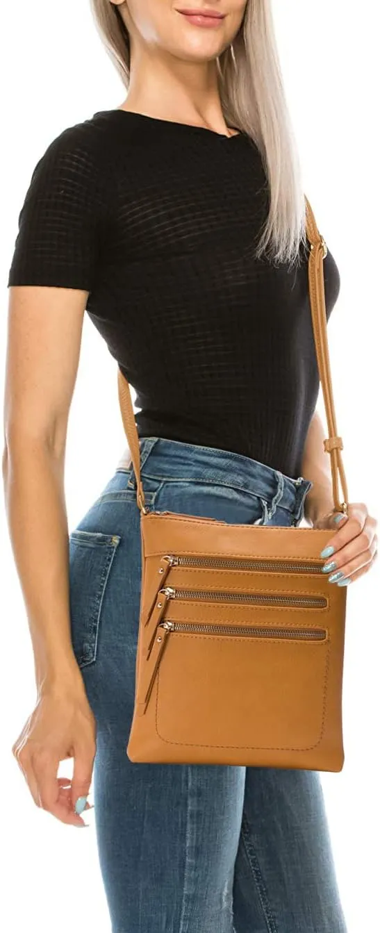 Solene Crossbody Bag Functional Multi Pocket Messenger Purse Top Zip Closure Shoulder Handbag With Adjustable Strap