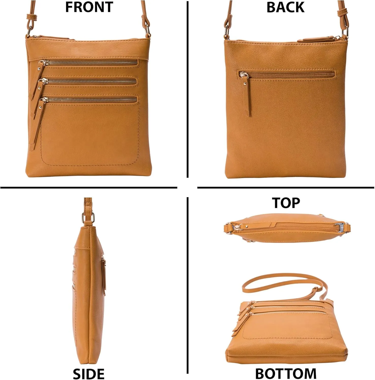 Solene Crossbody Bag Functional Multi Pocket Messenger Purse Top Zip Closure Shoulder Handbag With Adjustable Strap
