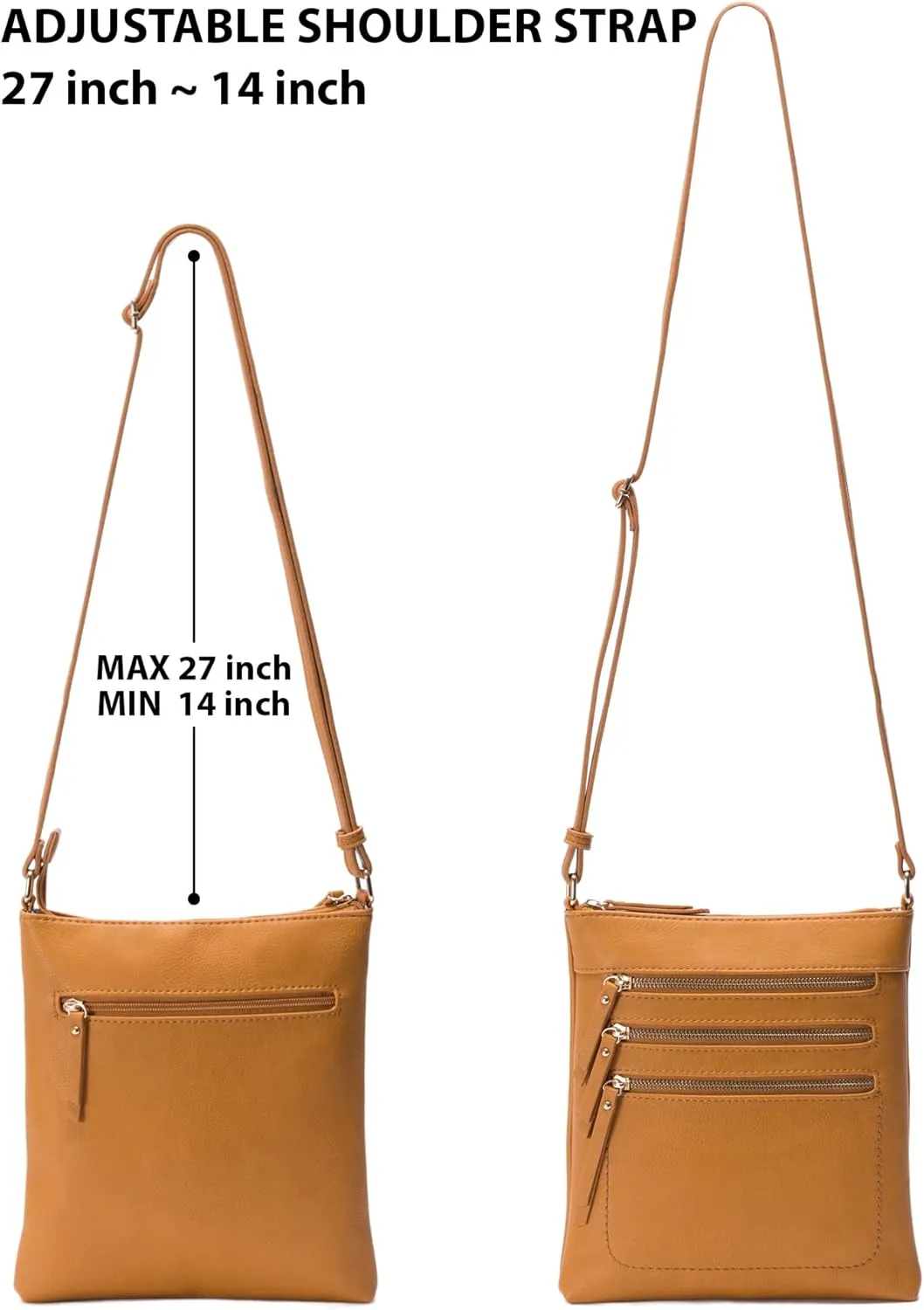 Solene Crossbody Bag Functional Multi Pocket Messenger Purse Top Zip Closure Shoulder Handbag With Adjustable Strap