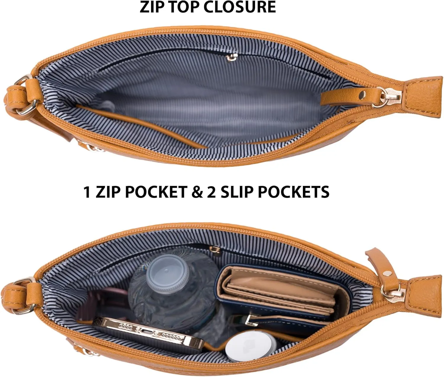 Solene Crossbody Bag Functional Multi Pocket Messenger Purse Top Zip Closure Shoulder Handbag With Adjustable Strap