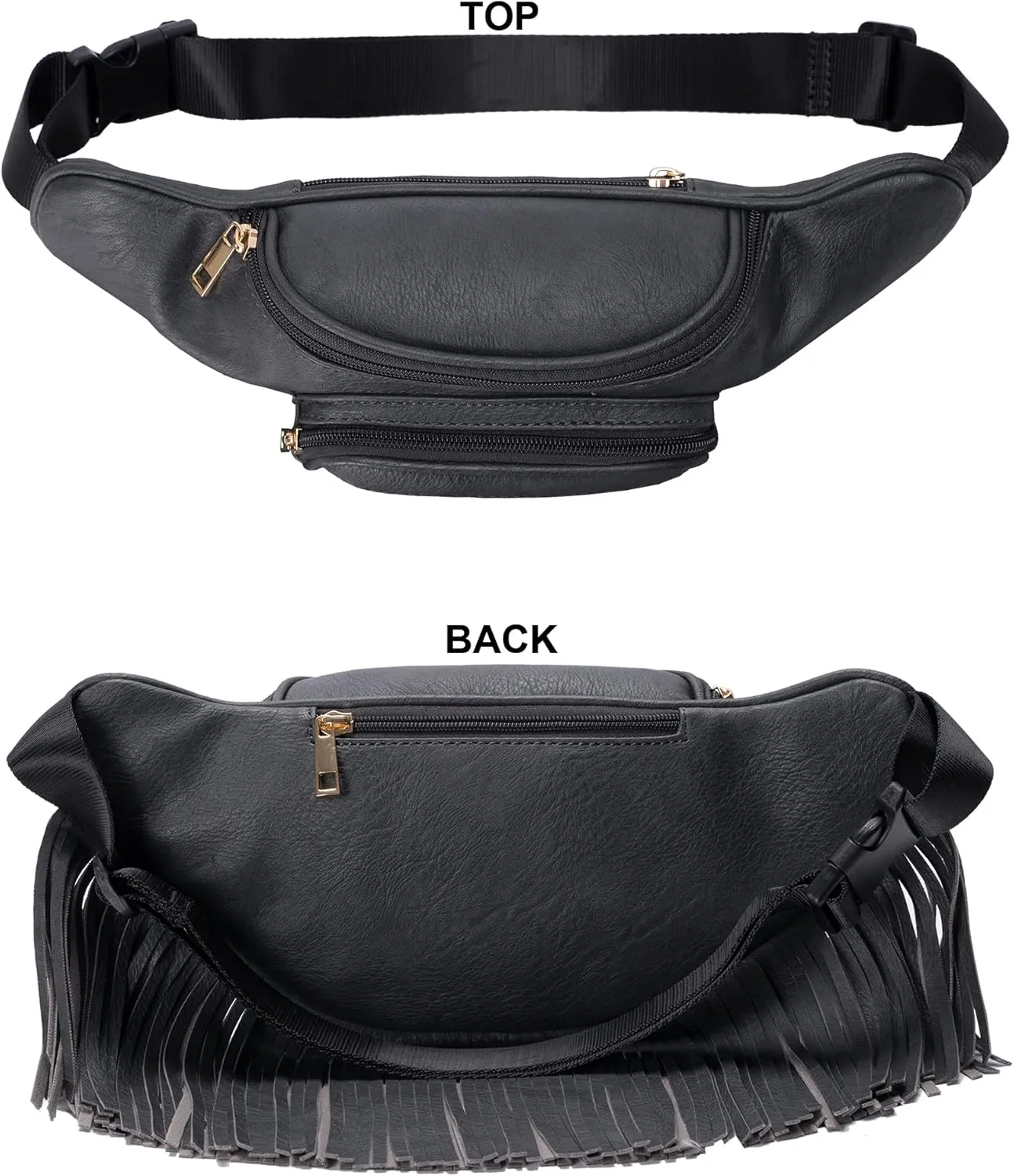 Solene Fringe Waist bag for women with Multi Zipper Pockets
