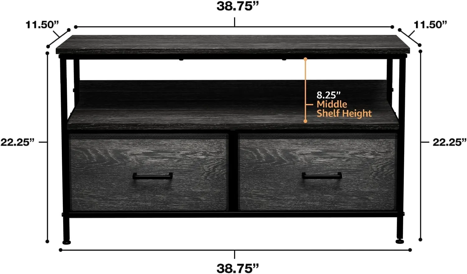 Sorbus TV Stand Dresser with 2 Drawers - Television Riser Chest with Storage - Bedroom, Living Room, Closet, & Dorm Furniture