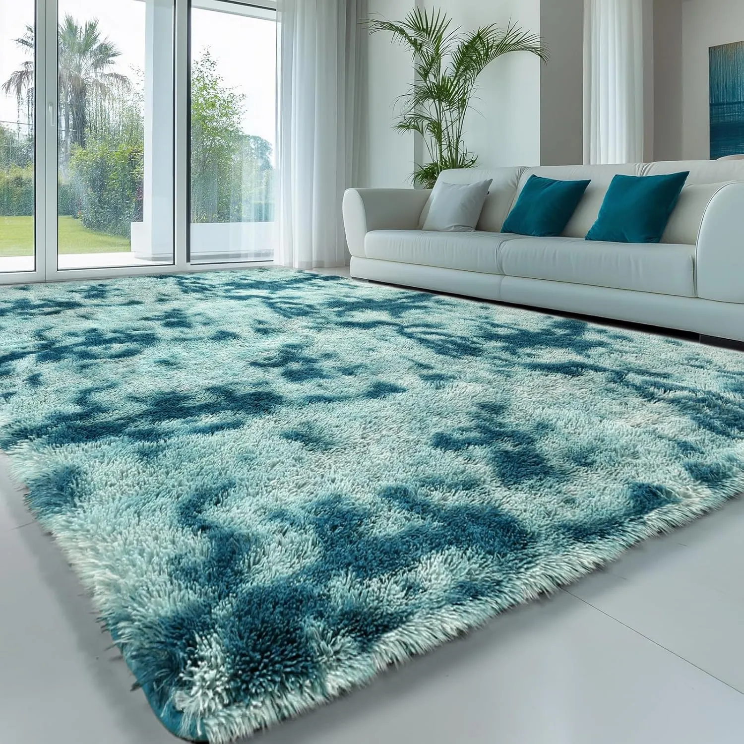 Sour Lemon Area Rugs 9x12 Living Room, Large Area Rug Shag Shaggy Carpet Soft Plush Furry Bedside Rug, Machine Washable Area Rugs for Bedroom Kids Girls Boys Home Decor Anti Slip