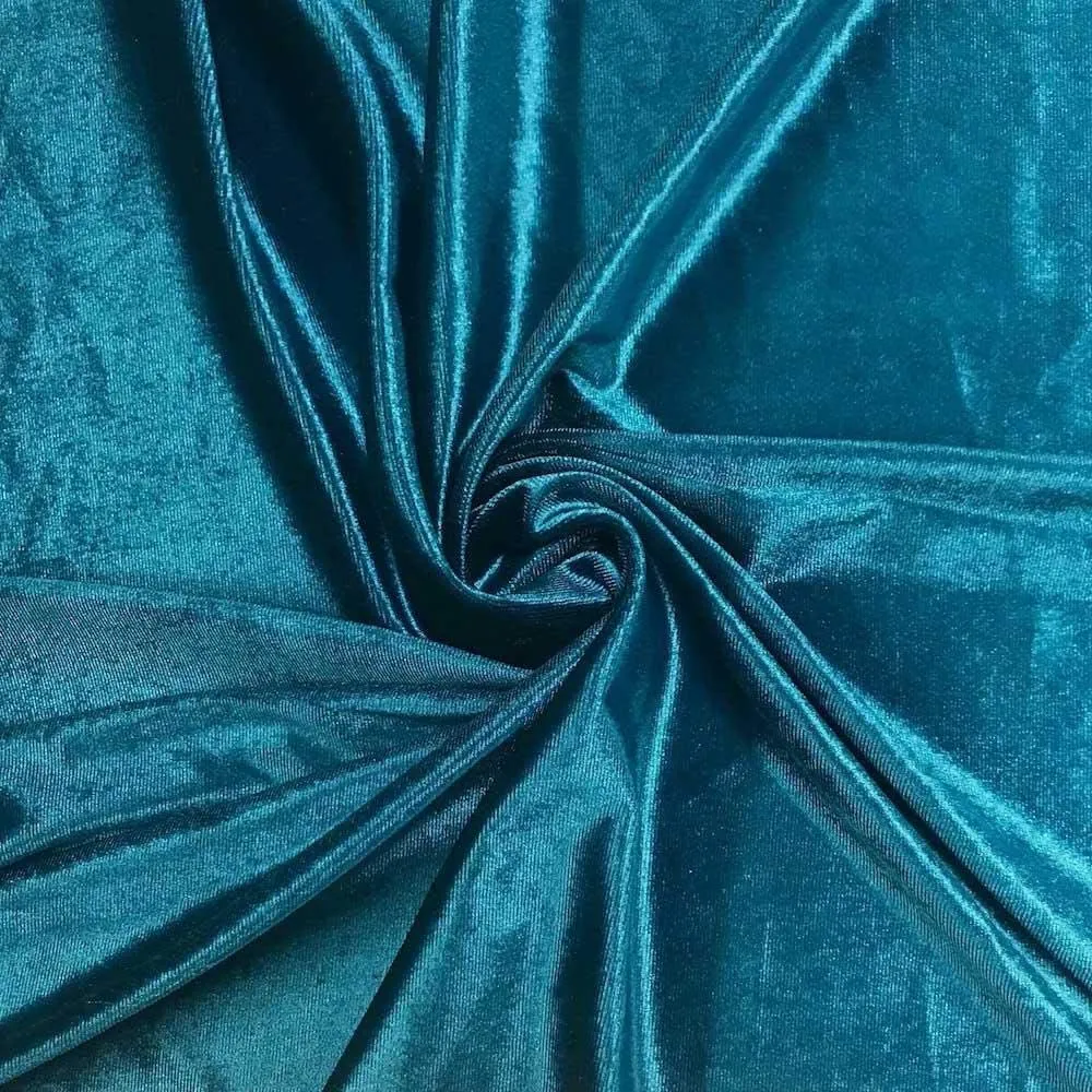 Spandex Stretch Velvet Fabric (Teal, 1 Yard)