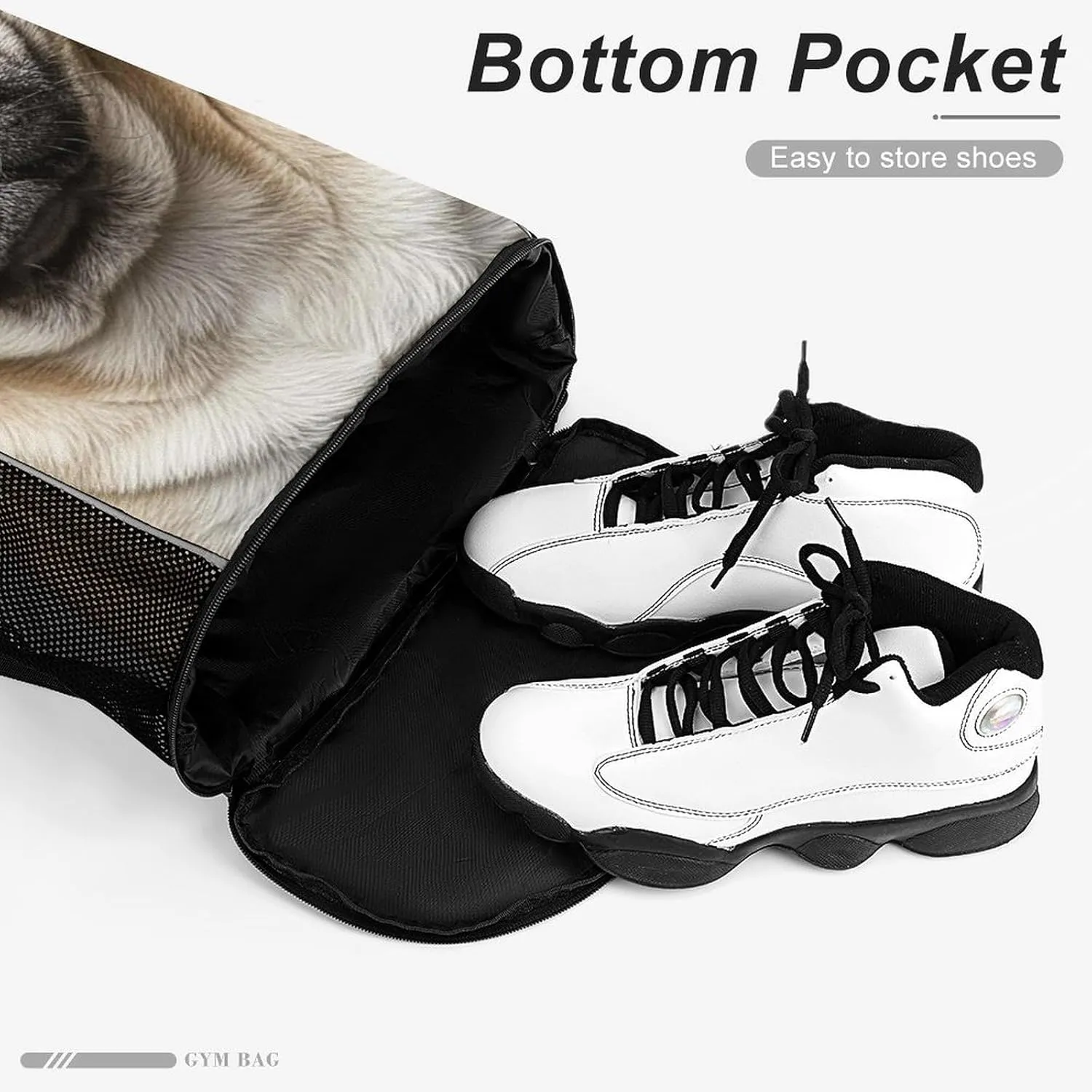 Sports Drawstring Backpack,Animal Pug Dog String Swim Gym Bag with Shoes Compartment Gym Drawstring Bag