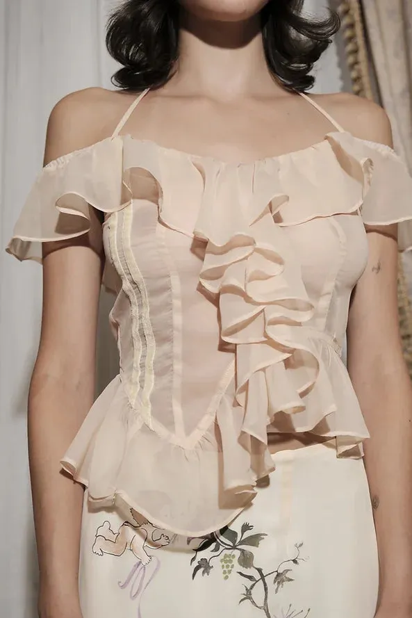 Sporty Chiffon Ruffle Blouse