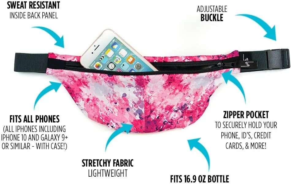 Sprigs Fit Belt 1 Pocket Slim Fanny Pack for Women & Men, A Sweat Resistant Waist Pack That Can Be Hidden. Money Belt and Fanny Pack Used for Fitness, Travel, Working Out, & Running