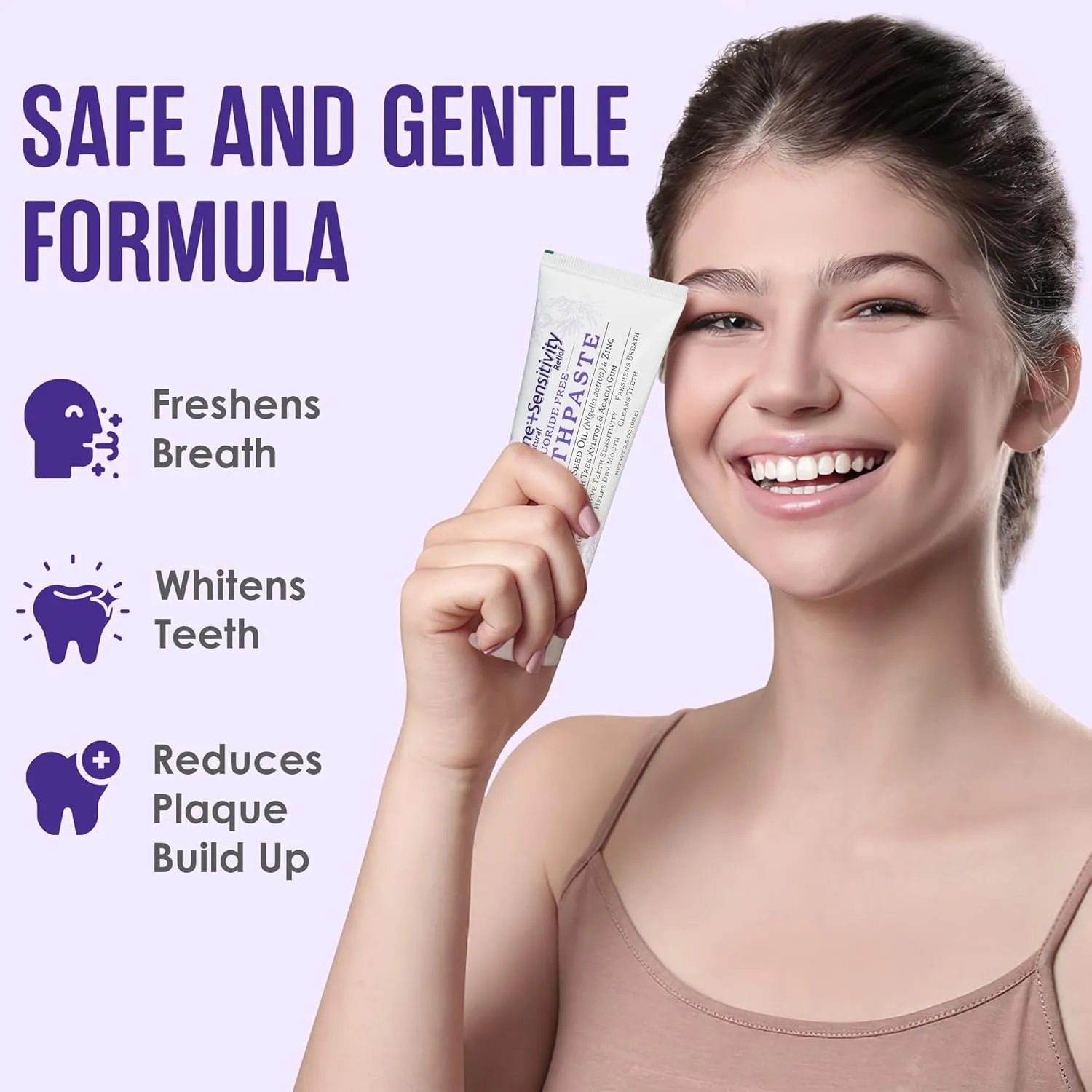 SprinJene Fluoride Free Toothpaste for Sensitive Teeth & Gum Fresh Breath Helps Dry Mouth Natural Non Fluoride Toothpaste for Adult SLS Free, Toxic Preservative Free with Black Seed Oil & Zinc 2 Pack