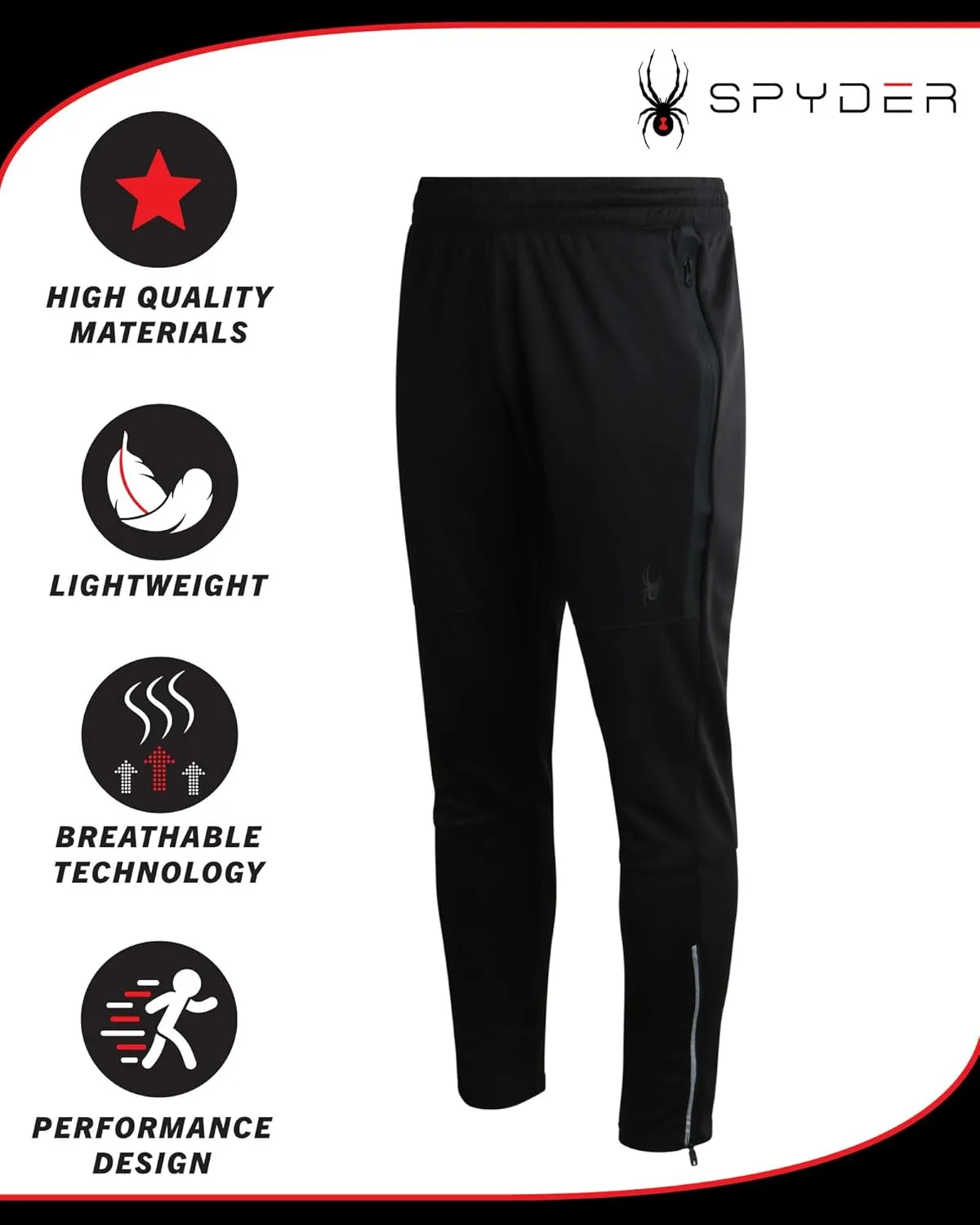 Spyder Mens Sweatpants with Pockets - Athletic Performance Tech Joggers for Men, Terry Workout Pants for Gym, Running, Hiking