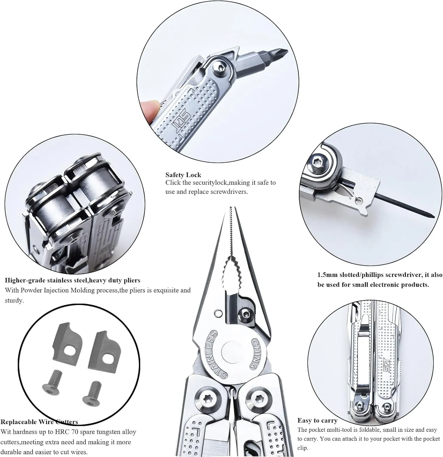 SQT2048 20-in-1 Multitool, Foldable & Self-Locking, Professional Tool for DIY, Home Repairs, Outdoor Camping – Must-Have Gifts for Men, Compact, Durable, All-in-One Tool for Every Task