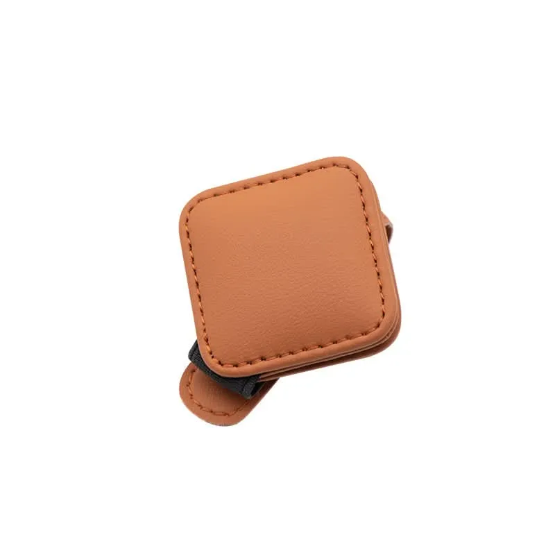 Square PU Leather Car Sunshade Glasses & Ticket Holder