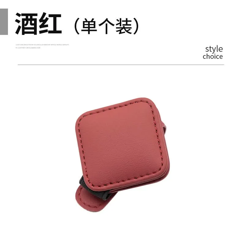 Square PU Leather Car Sunshade Glasses & Ticket Holder