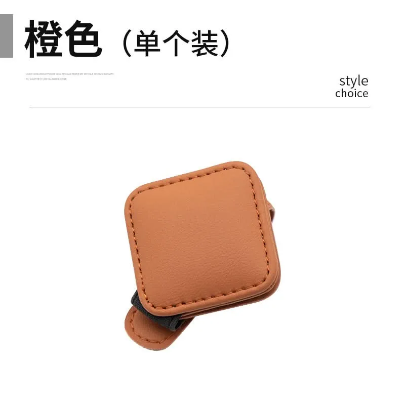 Square PU Leather Car Sunshade Glasses & Ticket Holder