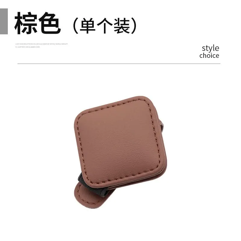 Square PU Leather Car Sunshade Glasses & Ticket Holder