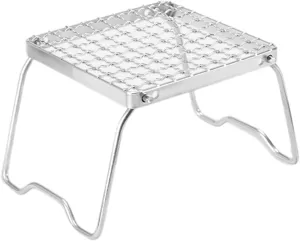 Stainless Steel Campfire Grill Grate with Foldable Legs Adjustable Air Valve BBQ Campfire Stand Portable Grill Grid for Outdoor Cooking,Gas Fuel Camping Picnic Hiking Fishing
