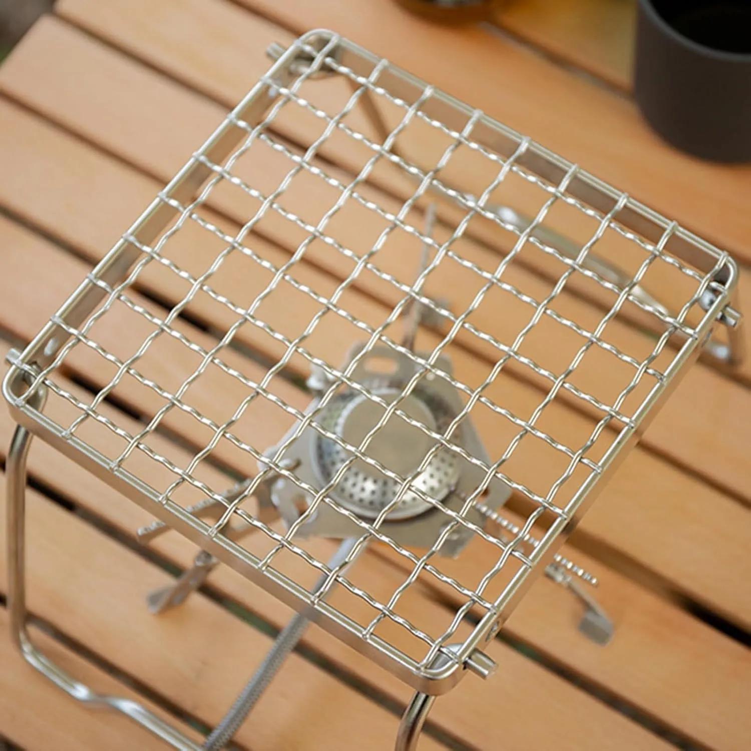 Stainless Steel Campfire Grill Grate with Foldable Legs Adjustable Air Valve BBQ Campfire Stand Portable Grill Grid for Outdoor Cooking,Gas Fuel Camping Picnic Hiking Fishing