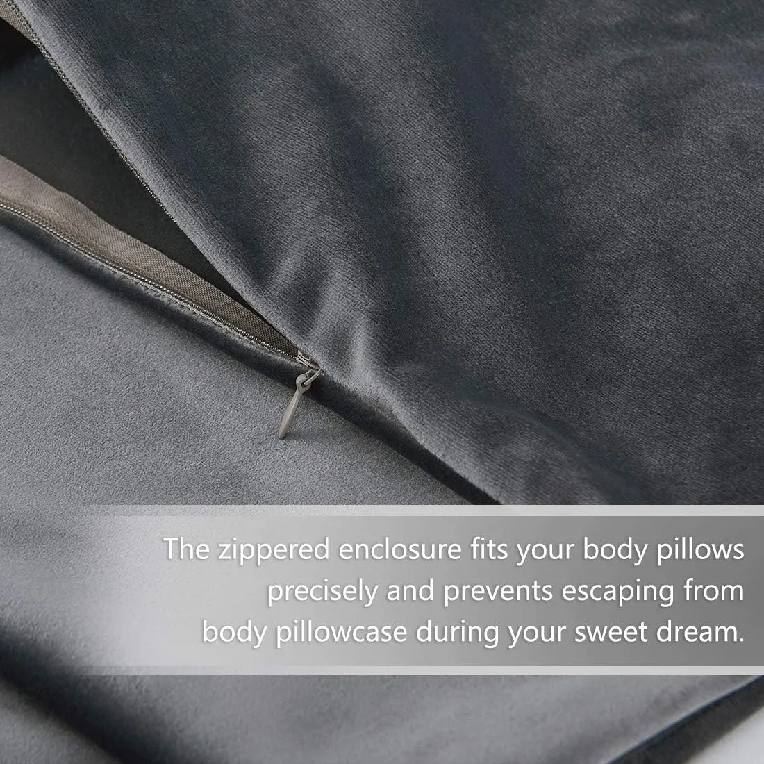 StangH Grey Body Pillow Cover, Body Pillowcase for Adults Pregnant Women, Luxury Soft Velvet Pillowcase Cover with Hidden Zipper Closure for Sofa/Couch/Bed Decorative, 20x54 inches, 1 Pc