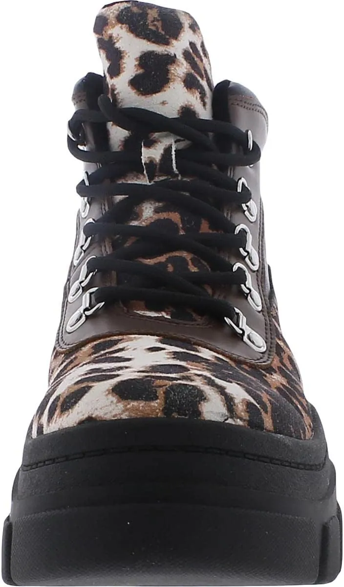 Steve Madden Vermont Leopard Multi Lace Up Hiker Chunky Combat Ankle Bootie