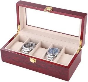 Storage Box -5 Grids Watch Box Wooden Jewelry Display Case Storage Box Gift Box Jewelry Box