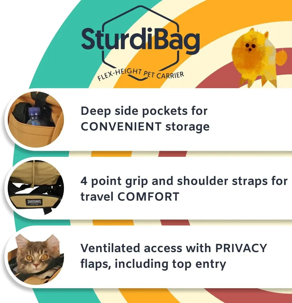 Sturdi Products SturdiBag Double Sided Divided Pet Carrier, X-Large, Earthy Tan