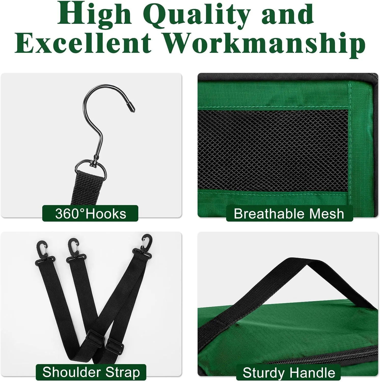 Suitcase Organizer, Carry on Closet Luggage Organizers Accessories for Travel, Foldable and Hangable Portable Hanging Travel Shelves with a Shoulder Strap to Use As a Travel Backpack Large, Green