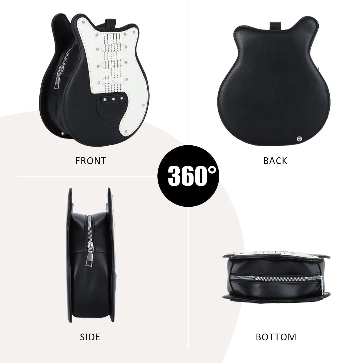 SUKUTU Guitar Shaped Shoulder Bag for Women Rivet Creative Crossbody Handbag Music Crossbody Tote