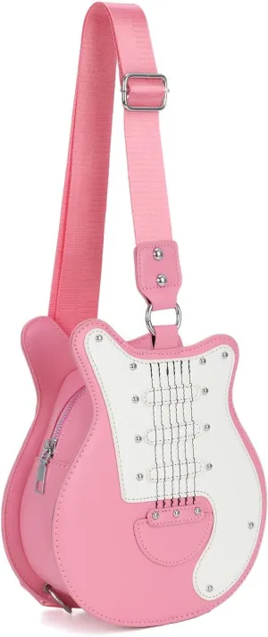 SUKUTU Guitar Shaped Shoulder Bag for Women Rivet Creative Crossbody Handbag Music Crossbody Tote