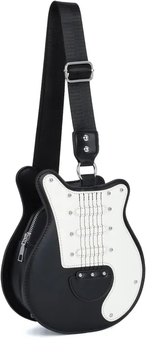 SUKUTU Guitar Shaped Shoulder Bag for Women Rivet Creative Crossbody Handbag Music Crossbody Tote