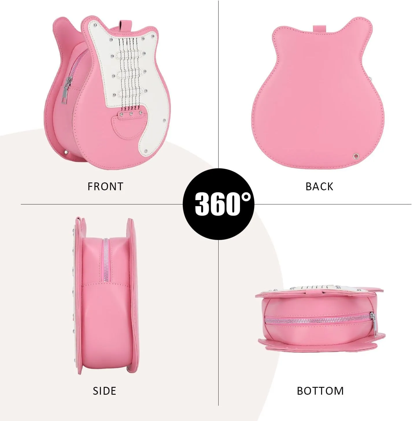 SUKUTU Guitar Shaped Shoulder Bag for Women Rivet Creative Crossbody Handbag Music Crossbody Tote