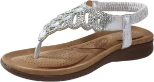 Summer Versatile Sandals for Women Rhinestone Open Toe Slip on Casual Sandal Party Dress Sandals for Women
