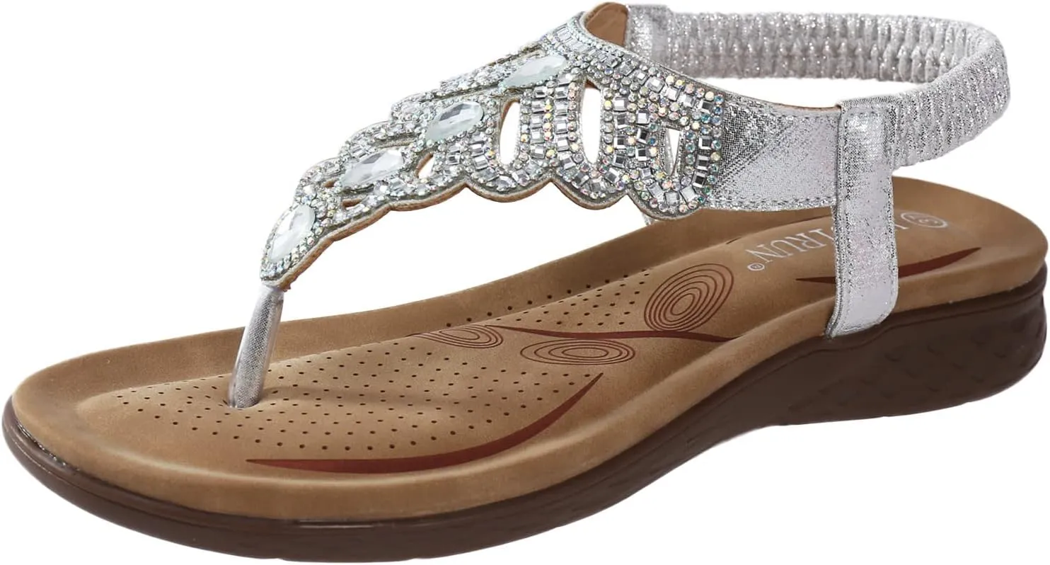 Summer Versatile Sandals for Women Rhinestone Open Toe Slip on Casual Sandal Party Dress Sandals for Women
