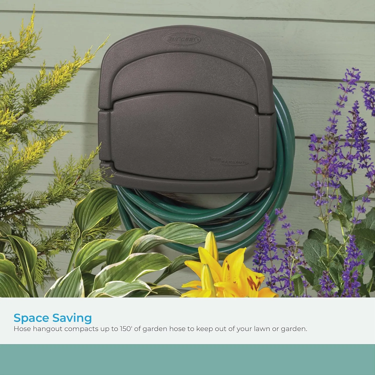 Suncast DHH150ST Deluxe Hangout Hose Hanger,Stoney Gray ,1 Count (Pack of 1)