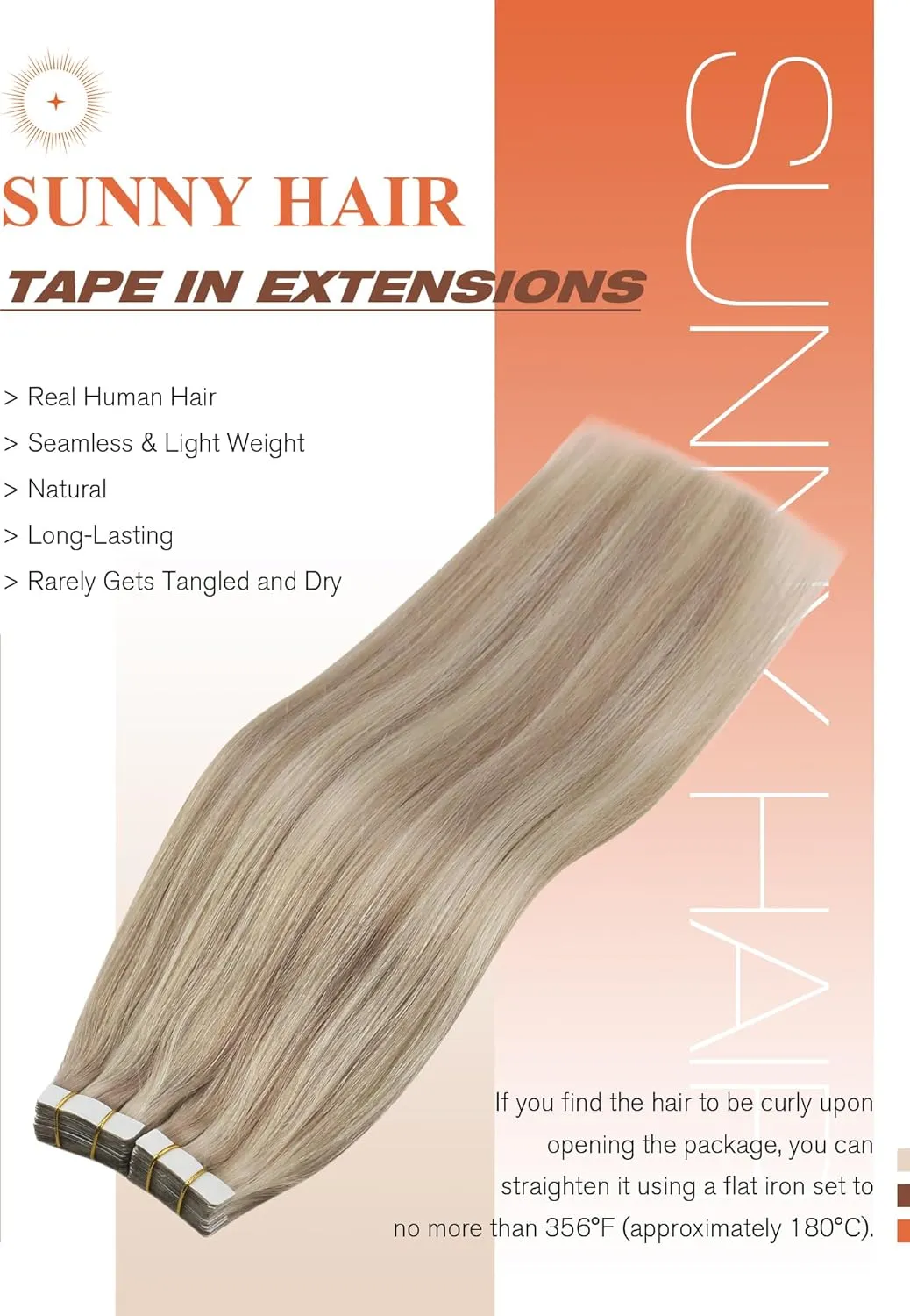 Sunny Hair Tape in Hair Extensions Real Human Hair Invisible Remy Hair Extensions Tape ins for Women Ash Blonde Highlight Bleach Blonde with Pink Hue 20 inch 20Pcs 50G