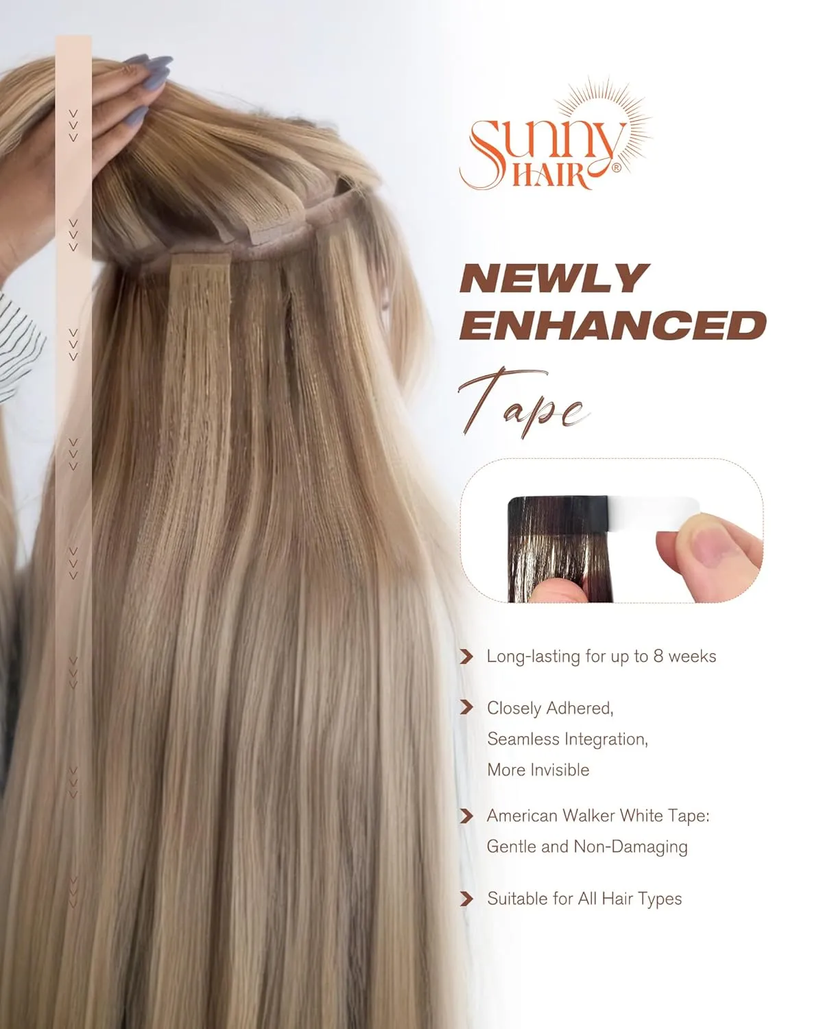 Sunny Hair Tape in Hair Extensions Real Human Hair Invisible Remy Hair Extensions Tape ins for Women Jet Black 22 inch 20Pcs 50G