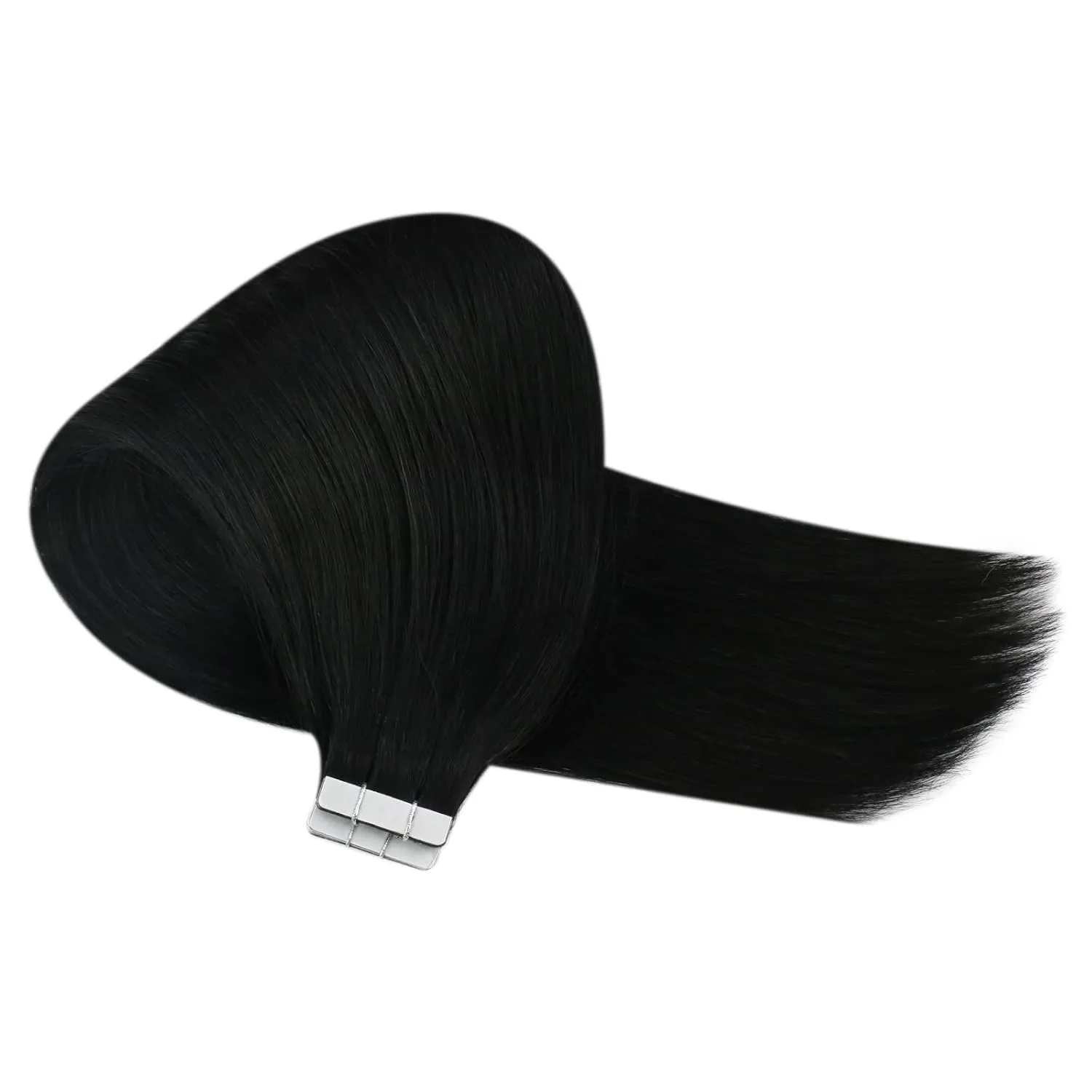 Sunny Hair Tape in Hair Extensions Real Human Hair Invisible Remy Hair Extensions Tape ins for Women Jet Black 22 inch 20Pcs 50G